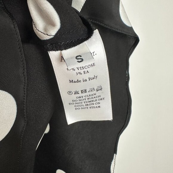 NWT Art Dealer Eva High Rise Polka Dot Satin Belted Midi Skirt Black Small - Picture 10 of 12